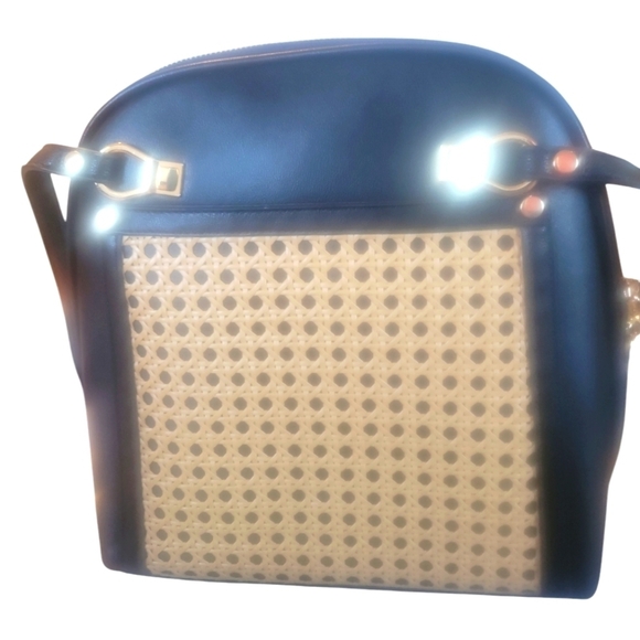 Miztique Daisy Rattan Convertible Cream and Black 2 in 1 Vegan Leather Backpack - Picture 12 of 12